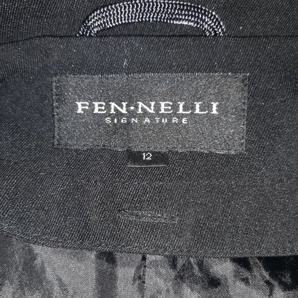 Fen-nelli Signature Ladies Size 12 Black Trench Coat with Removable Hood - Picture 3 of 7